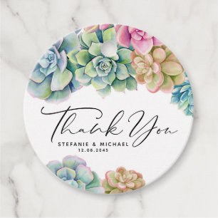 Wasserfarben Succulents Sommerhochzeit Danke Geschenkanhänger