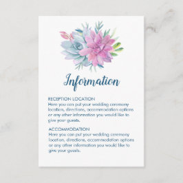 Wasserfarben-Sukkulente Hochzeitsinformationskarte Begleitkarte