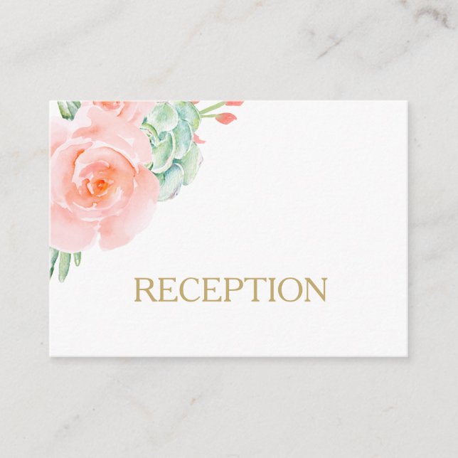Wasserfarben Sukkulentes Blush Floral Elegante Hoc Begleitkarte (Vorderseite)