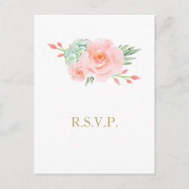 Wasserfarben Sukkulentes Blush Floral Elegante Hoc Einladungspostkarte