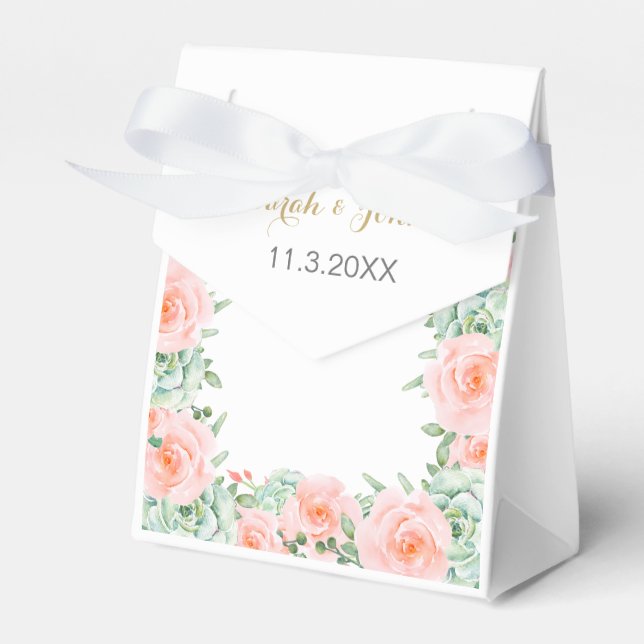Wasserfarben Sukkulentes Blush Floral Elegante Hoc Geschenkschachtel (Vorderseite)