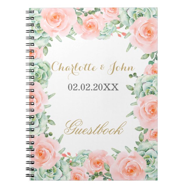 Wasserfarben Sukkulentes Blush Floral Elegante Hoc Notizblock (Vorderseite)