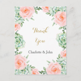 Wasserfarben Sukkulentes Blush Floral Elegante Hoc Postkarte