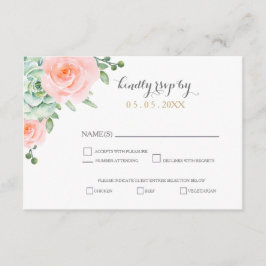 Wasserfarben Sukkulentes Blush Floral Elegante Hoc RSVP Karte