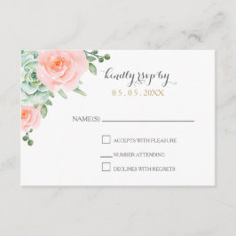 Wasserfarben Sukkulentes Blush Floral Elegante Hoc RSVP Karte