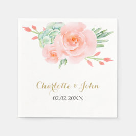 Wasserfarben Sukkulentes Blush Floral Elegante Hoc Serviette