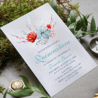 Wasserfarben Sukkuline Botanische Quinceñera Einladung