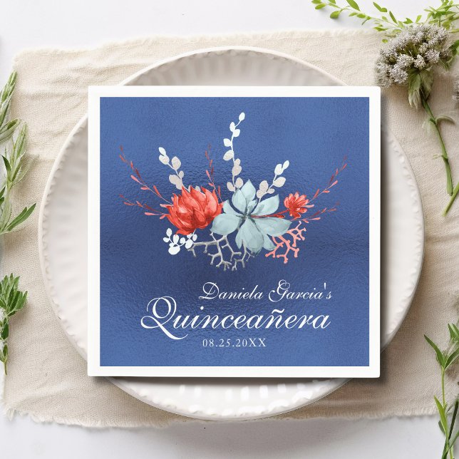 Wasserfarben Sukkuline Botanische Quinceñera Serviette (Von Creator hochgeladen)