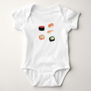 Wasserfarben-Sushi-Gurken-Rollen Baby Bodysuit Strampler