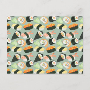 Wasserfarben-Sushi-Muster Postkarte