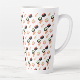 Wasserfarben Sushi-Rollen Gurke Lachs Milchtasse