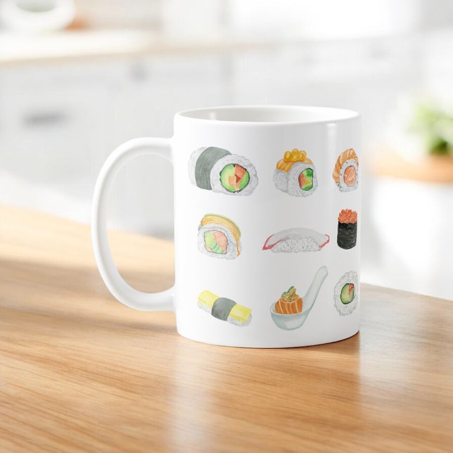 Wasserfarben-Sushi-Rollen Kaffeetasse (Von Creator hochgeladen)