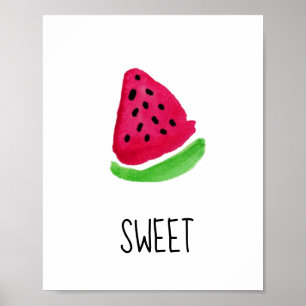 Wasserfarben Süße Wassermelone Heimdekoration Poster