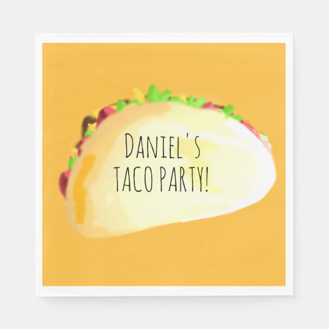 Wasserfarben-Taco-Party-Geburtstag Serviette (Vorderseite)