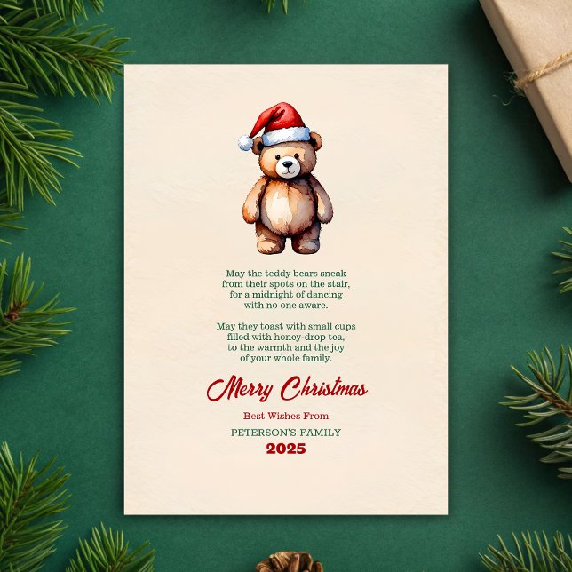 Wasserfarben-Teddybär-Weihnachtsgrußkarte Einladung (Von Creator hochgeladen)