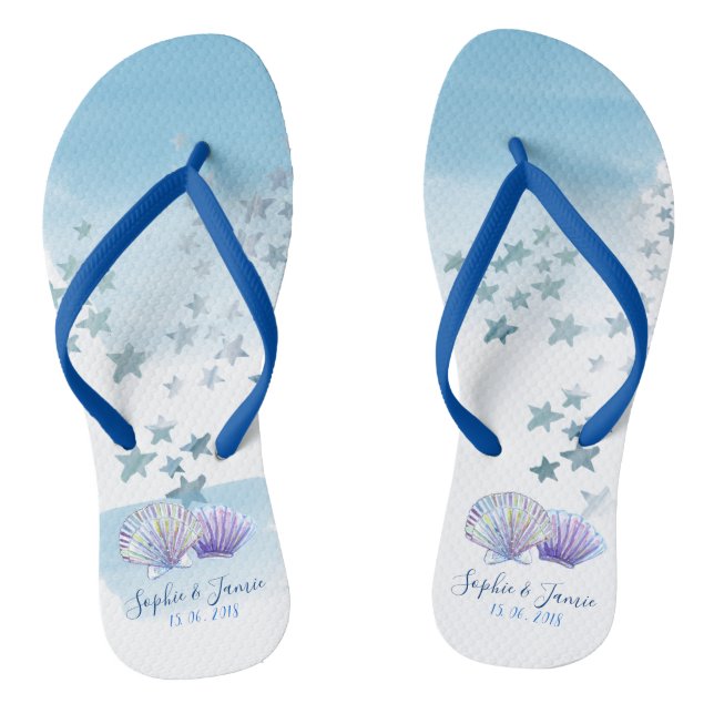 Wasserfarben Thema Strandhochzeit Flipflops (Fußbett)