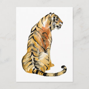 Wasserfarben Tiger Sitzen Postkarte