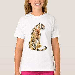 Wasserfarben Tiger Sitzen T-Shirt