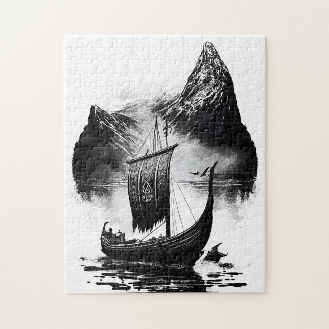 Wasserfarben-Tintenstift eines Wikinger-Drachensch (Vertikal)