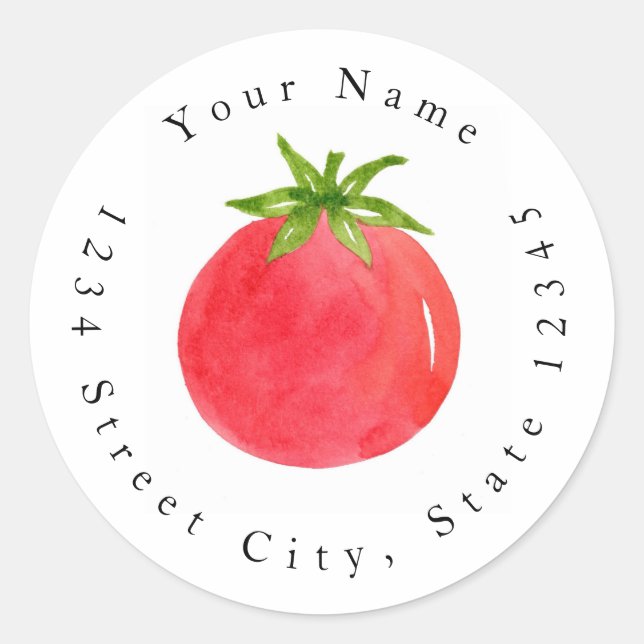 Wasserfarben-Tomatenmarken Runder Aufkleber (Vorderseite)