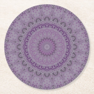 Wasserfarben-Traum-Mandala in Lila-Tönen Runder Pappuntersetzer