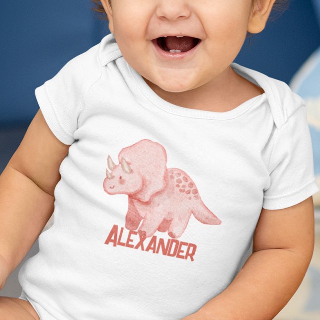 Wasserfarben Triceratops Dinosaurier Kundenname Baby Strampler (Von Creator hochgeladen)