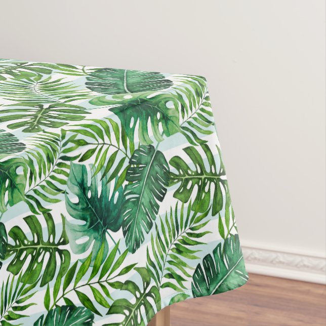 Wasserfarben Tropische Blätter Grün Moderne Tischdecke (Beispiel)