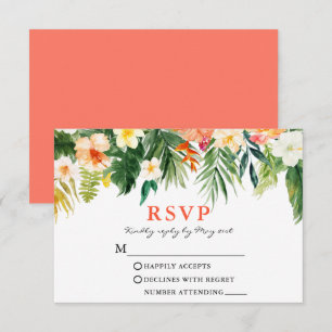 Wasserfarben Tropische Florenkoralle RSVP Karte