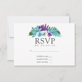 Wasserfarben tropische Orchideen Geometrische Hoch RSVP Karte