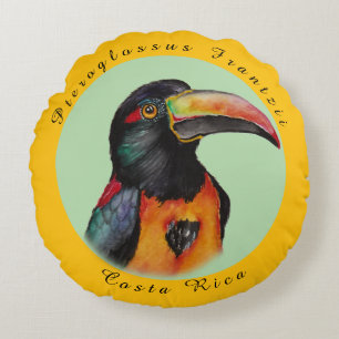Wasserfarben-Tukan Rundes Kissen