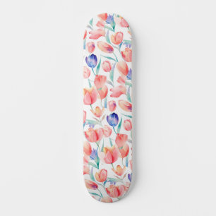 Wasserfarben-Tulips-Muster-Skateboard Skateboard