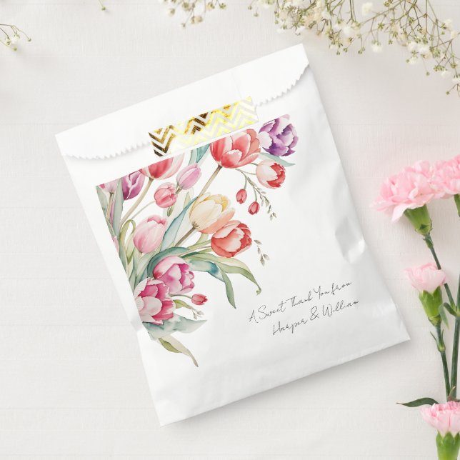 Wasserfarben Tulpen Frühling Hochzeit danke Geschenktütchen (Versiegelt)