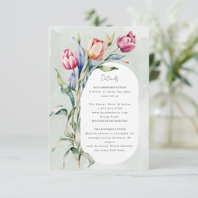 Wasserfarben Tulpen Frühlingsszenarien RSVP Karte (Stehend Vorderseite)
