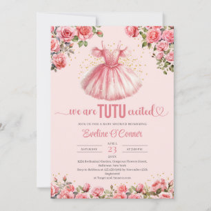 Wasserfarben Tutu Kleid Rosa Rosen Kinderdusche Einladung