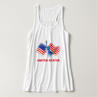 Wasserfarben, United Staaten Flag mit Lady Liberty Tank Top