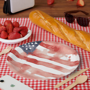 Wasserfarben-US-Flagge-Design Pappteller
