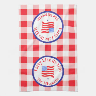 Wasserfarben-USA-Flaggen-Party 1776 Wh Blau Rot Ka Geschirrtuch