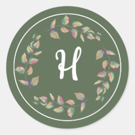 Wasserfarben-Verzweigungen Hochzeiten von Monogram Runder Aufkleber