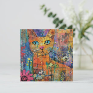 Wasserfarben Vintage Abstrakte Katze (8)