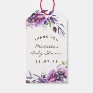 Wasserfarben Violet Poppy Bläsernchen Kinderdusche Geschenkanhänger