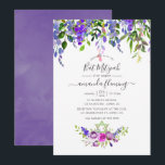 Wasserfarben Violett Floral Bat Mitzvah Einladung<br><div class="desc">Violett und lila florale Fledermaus Mitzvah Einladung mit eleganter Handschrift Typografie.</div>