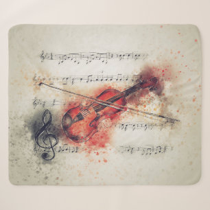 Wasserfarben-Violine-Blatt-Musik Rostcreme Schwarz Sherpadecke