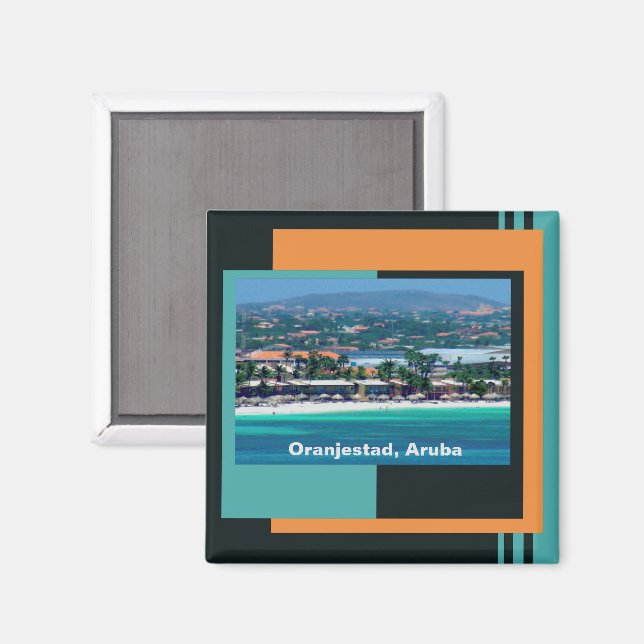 Wasserfarben von Oranjestad, Aruba Magnet (Vorderseite/Rückseite)