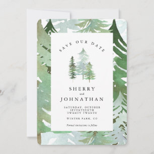 Wasserfarben-Wald-Save-the-Date-Hochzeitseinladung Einladung