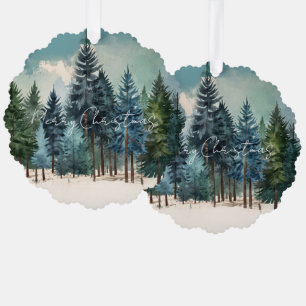 Wasserfarben-Wald-Weihnachtsdekoration  Ornament Karte