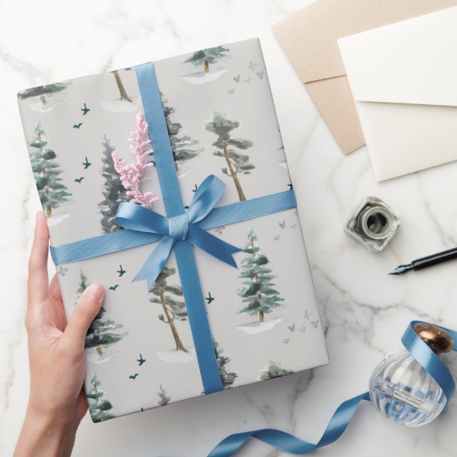 Wasserfarben-Waldmuster  Geschenkpapier (Schenken)