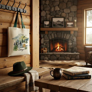 Wasserfarben-Waldszene individuell anpassbare Tasc Tragetasche