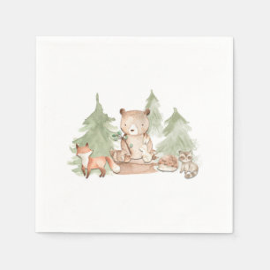 Wasserfarben-Waldtiere-Baby-Party Serviette