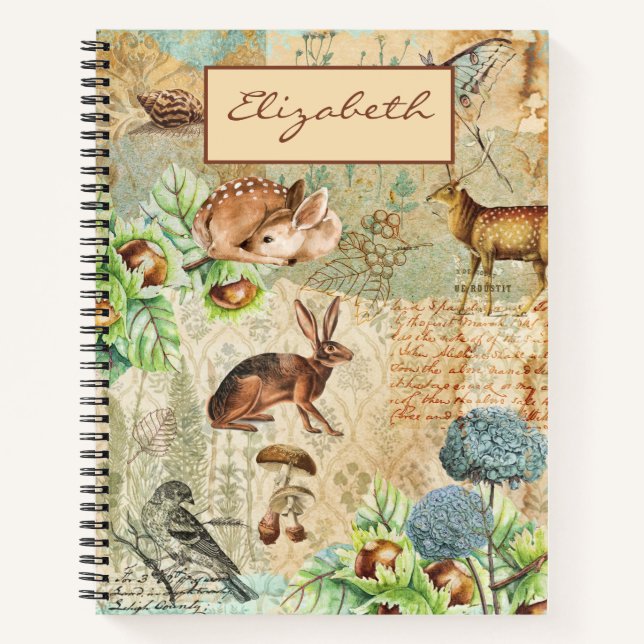 Wasserfarben-Waldtiere-Notebook Notizbuch (Vorderseite)