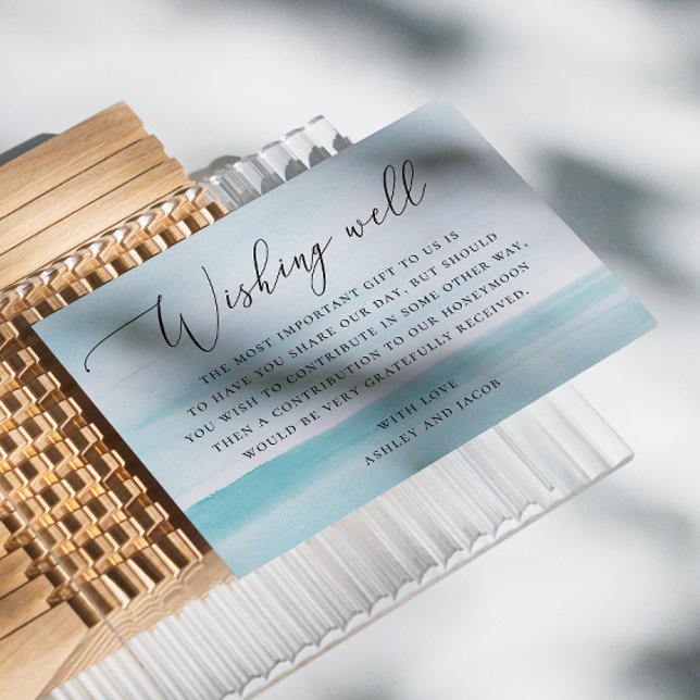 Wasserfarben Wasserblaue Hochzeit wünschenswert Begleitkarte (Von Creator hochgeladen)